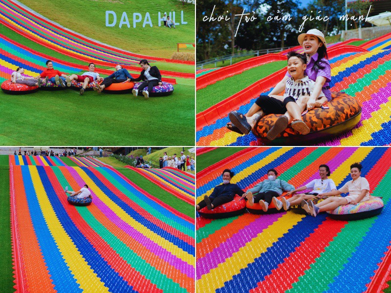 Trải nghiệm trò chơi trượt phao khô Air Slide Dapa Hill Dalat